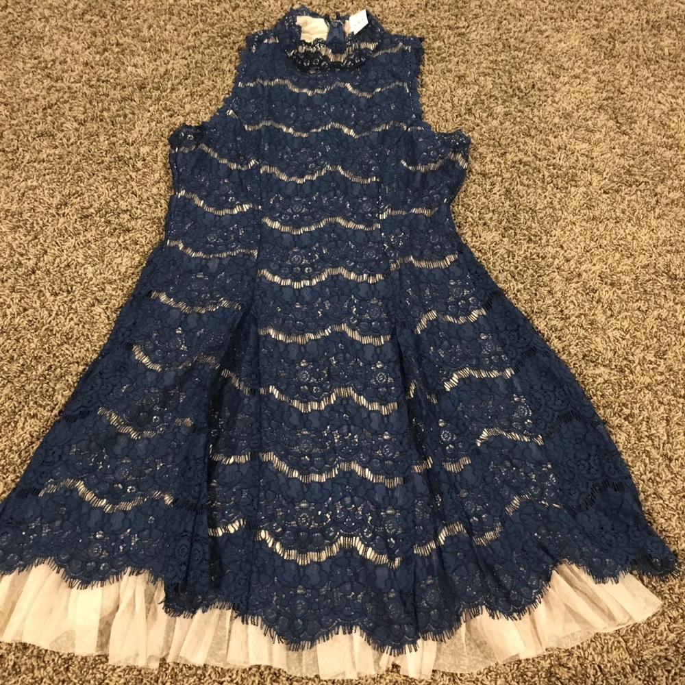 Navy Blue Lace Dress